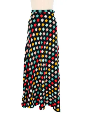 1960s Rainbow Check Knit Maxi Skirt