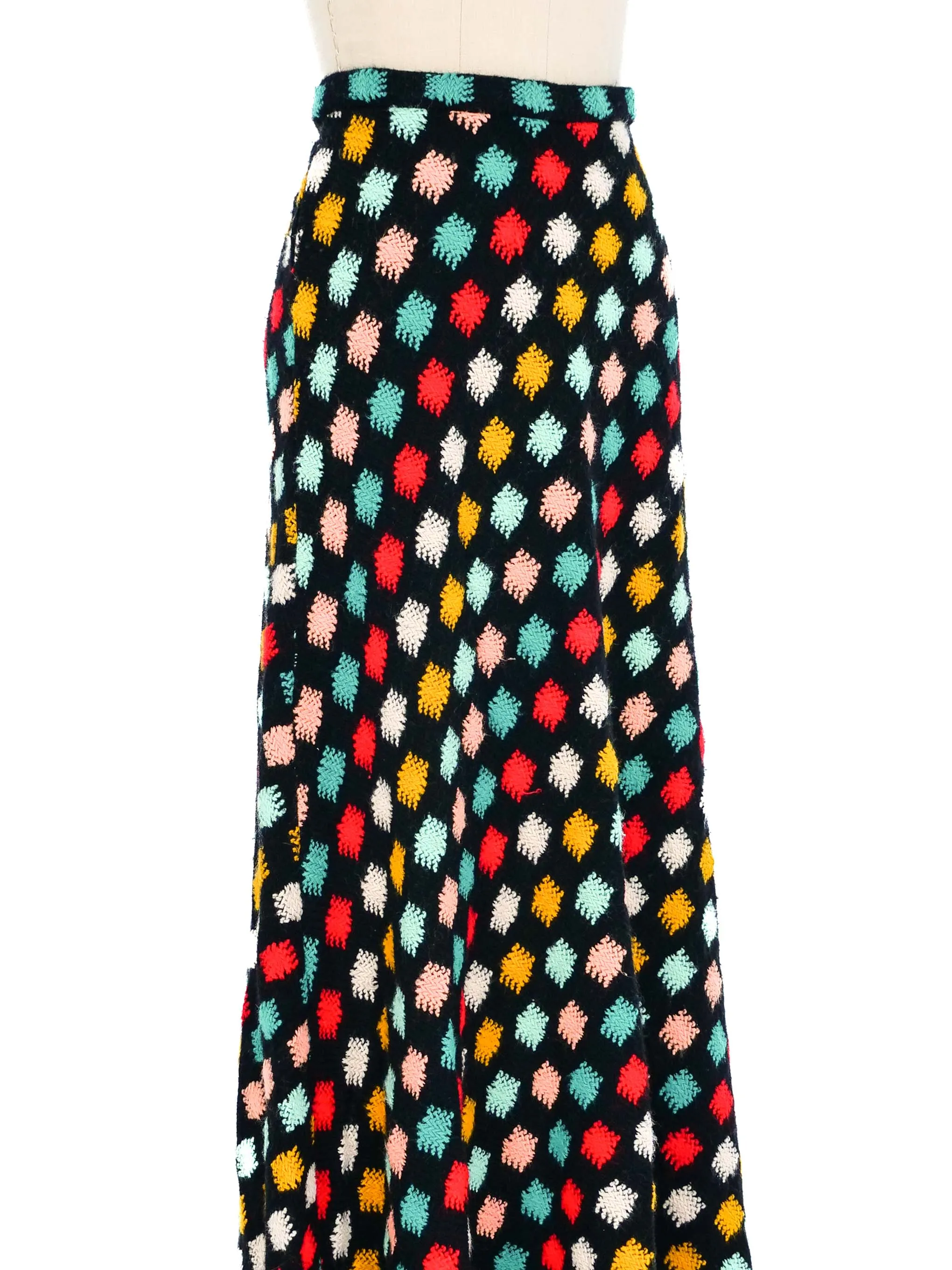 1960s Rainbow Check Knit Maxi Skirt