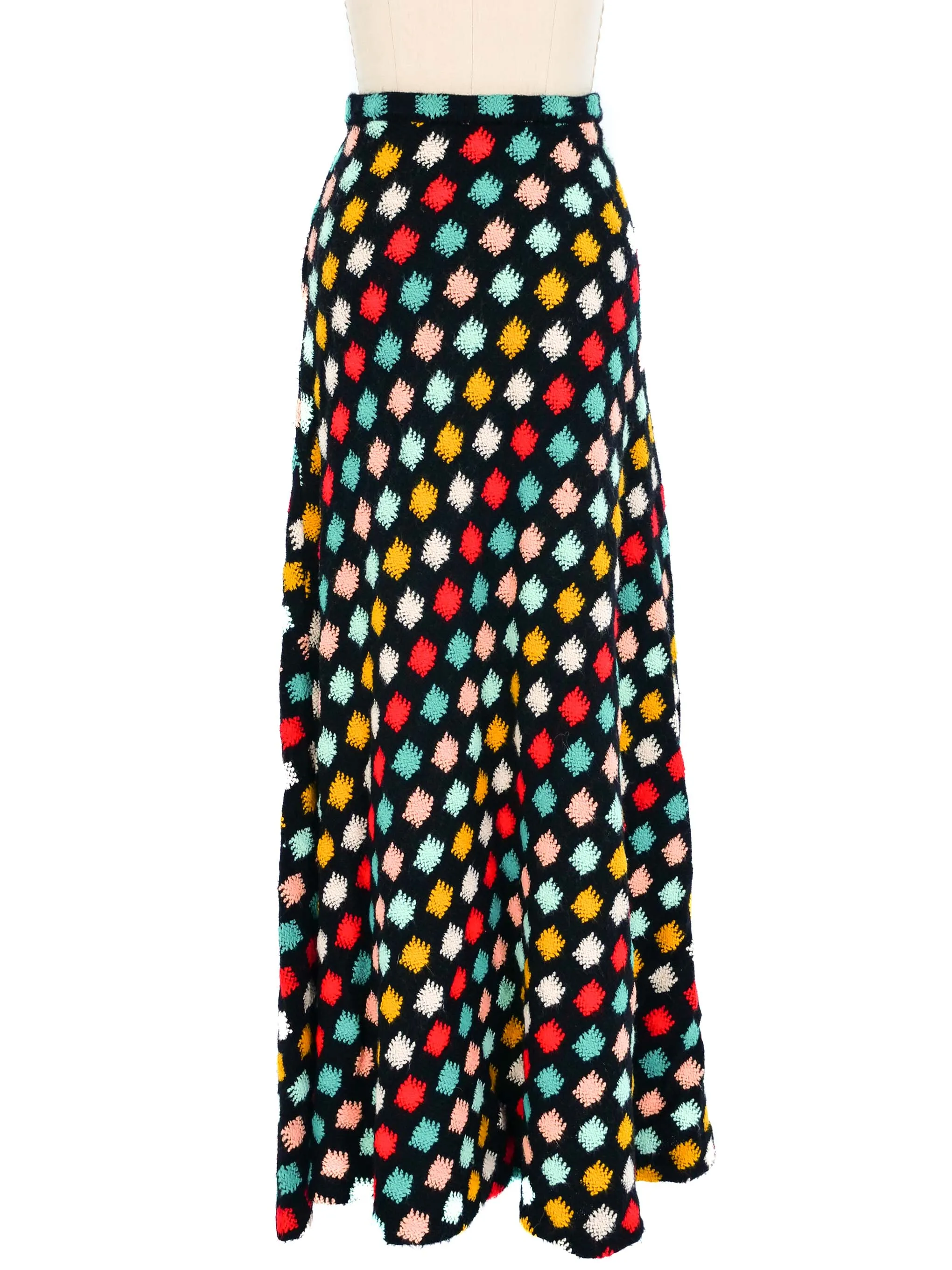 1960s Rainbow Check Knit Maxi Skirt
