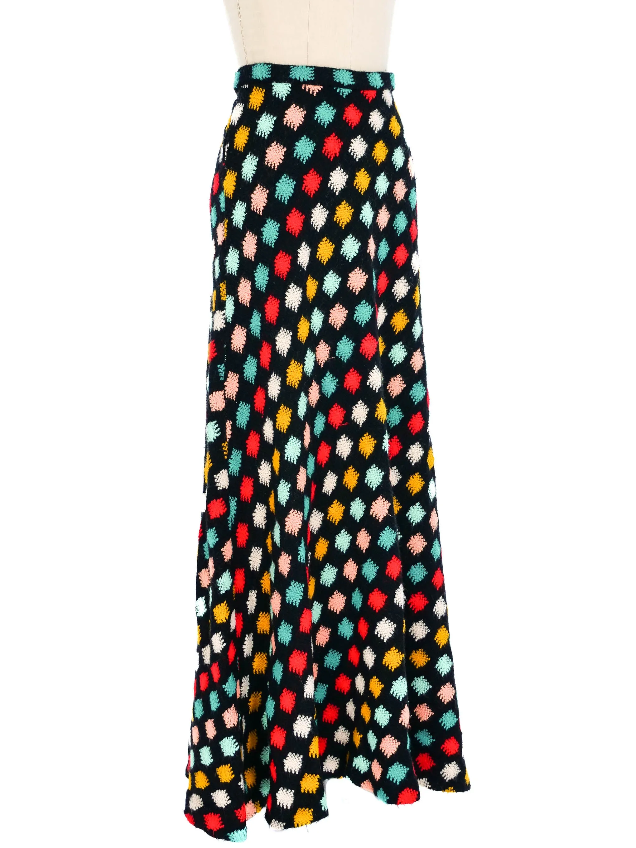1960s Rainbow Check Knit Maxi Skirt