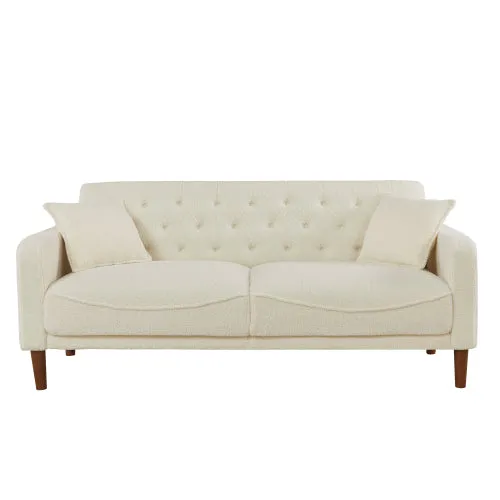 2047 Beige Teddy Velvet Three-Seat Sofa