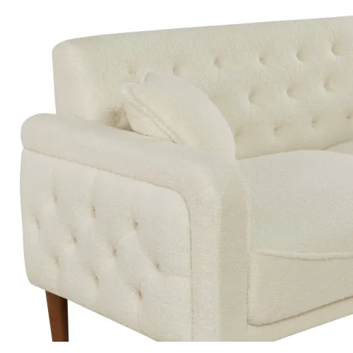 2047 Beige Teddy Velvet Three-Seat Sofa