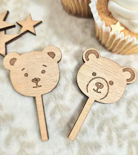6 Teddy Cupcake Toppers