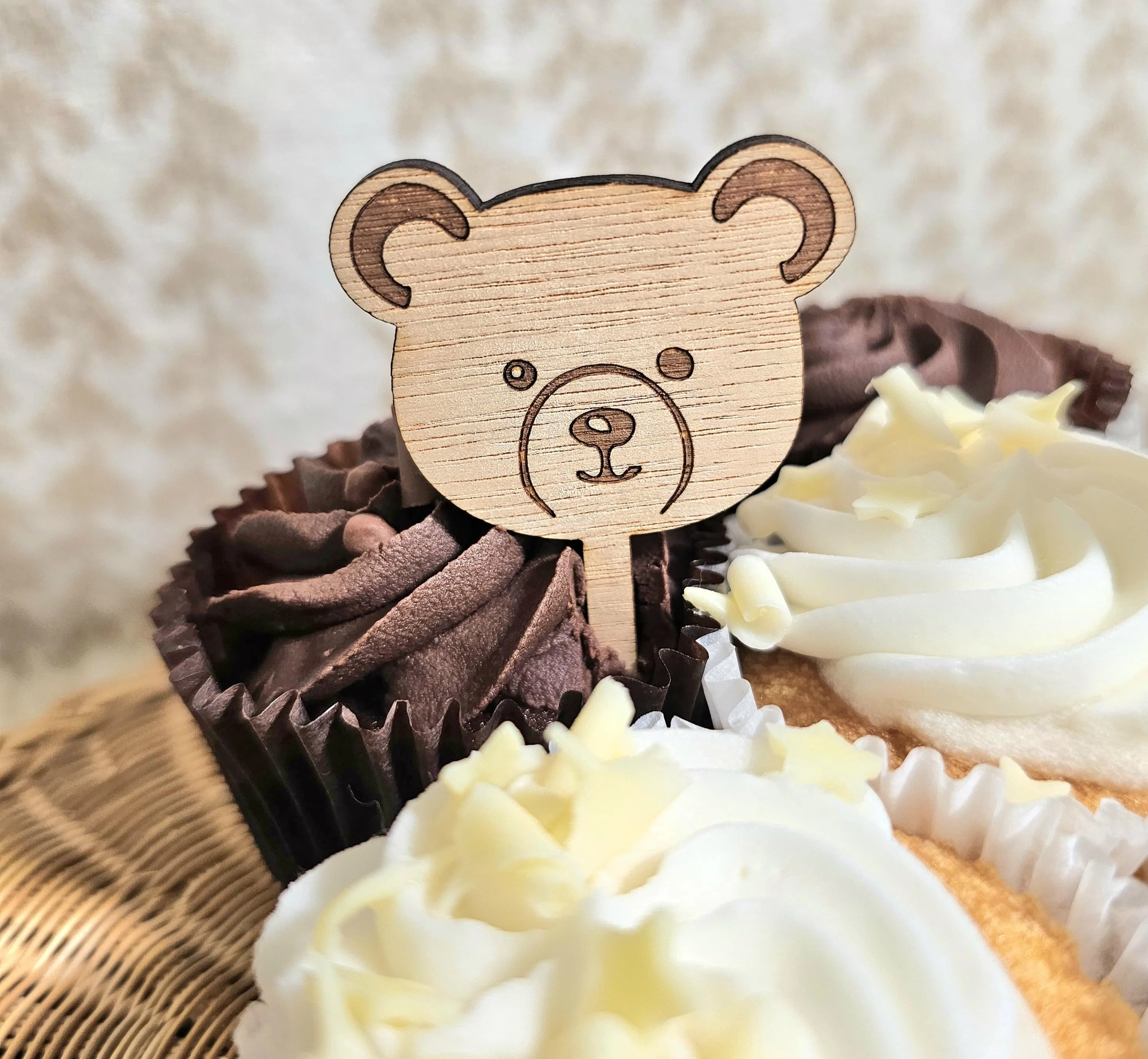 6 Teddy Cupcake Toppers