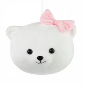 8" Teddy Bear Head Ornament: White
