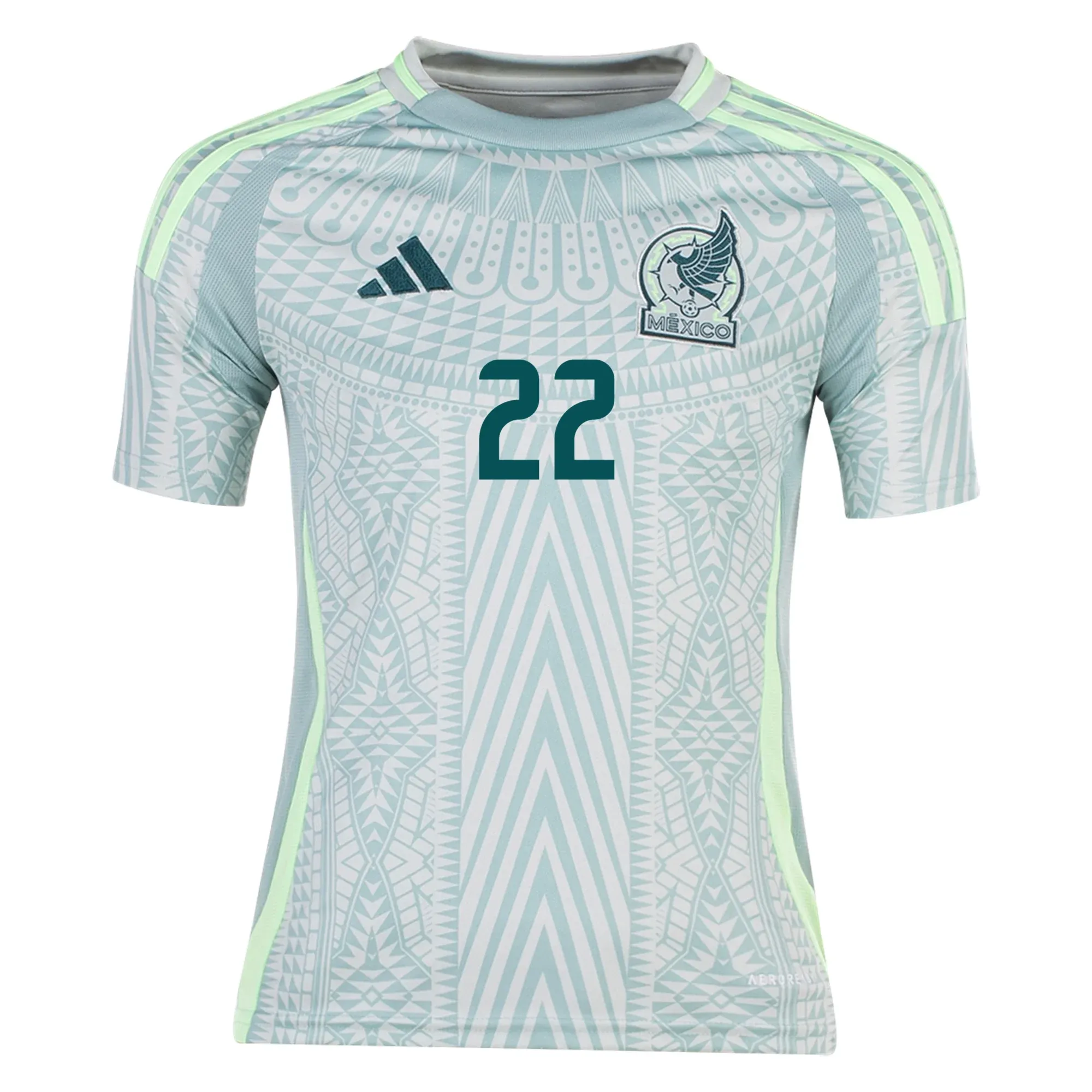 adidas Youth Mexico Hirving Lozano Away Jersey 24/25 (Linen Green)