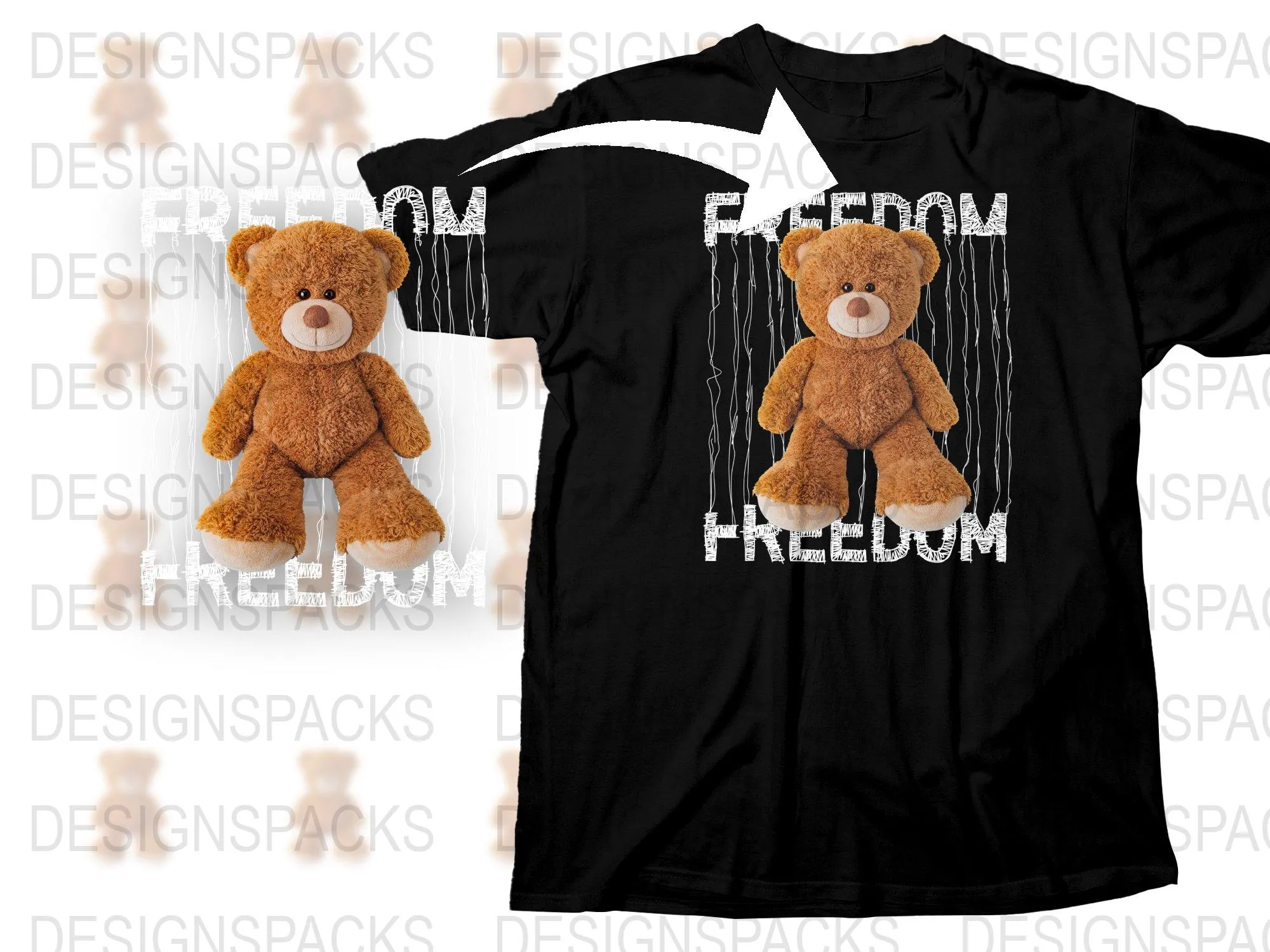 Adorable Plush Teddy Bear Graphic Printed Png Digital Download