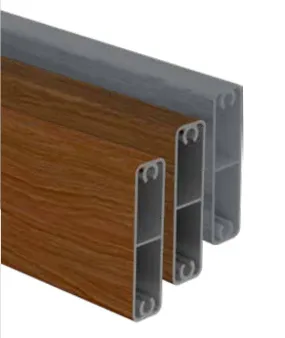Alumawood Timber Look slat, 65mm x 16.5mm gate  slat with centre web & 2x screw flutes 5800MM LONG