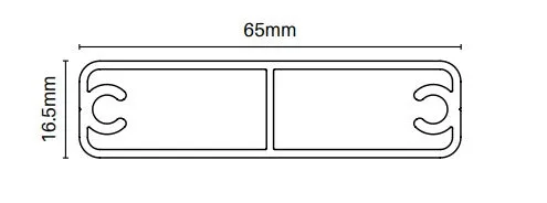 Alumawood Timber Look slat, 65mm x 16.5mm gate  slat with centre web & 2x screw flutes 5800MM LONG