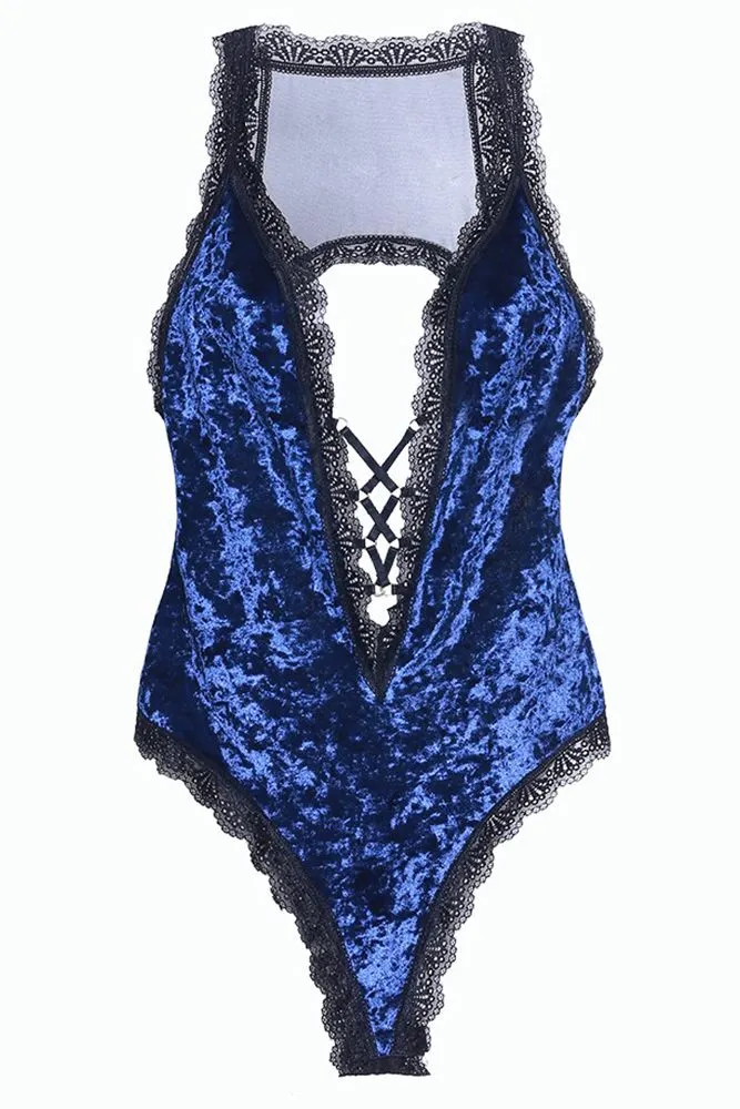 Amalie Cobalt Crushed Velvet Teddy