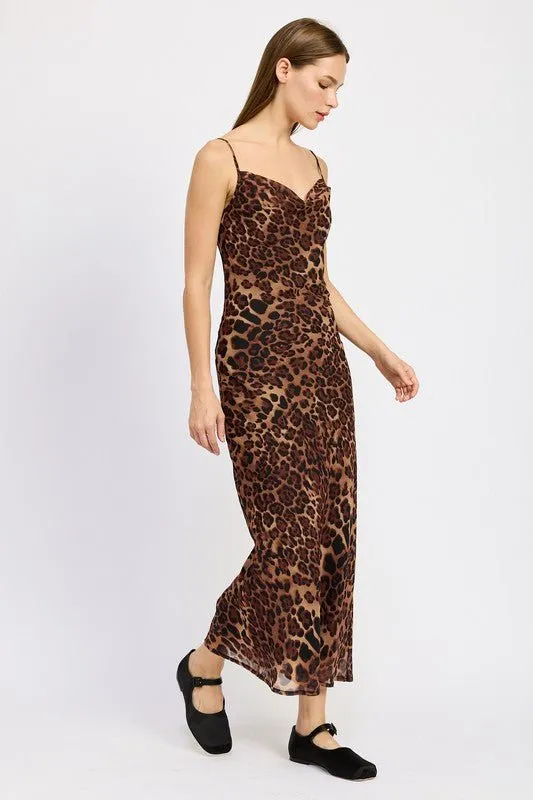 Animal Print Slip Maxi Dress