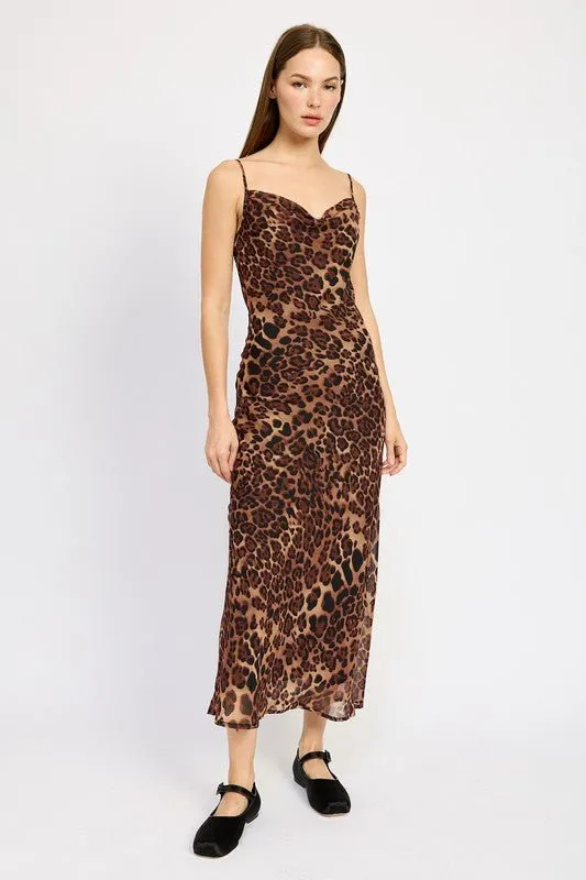 Animal Print Slip Maxi Dress