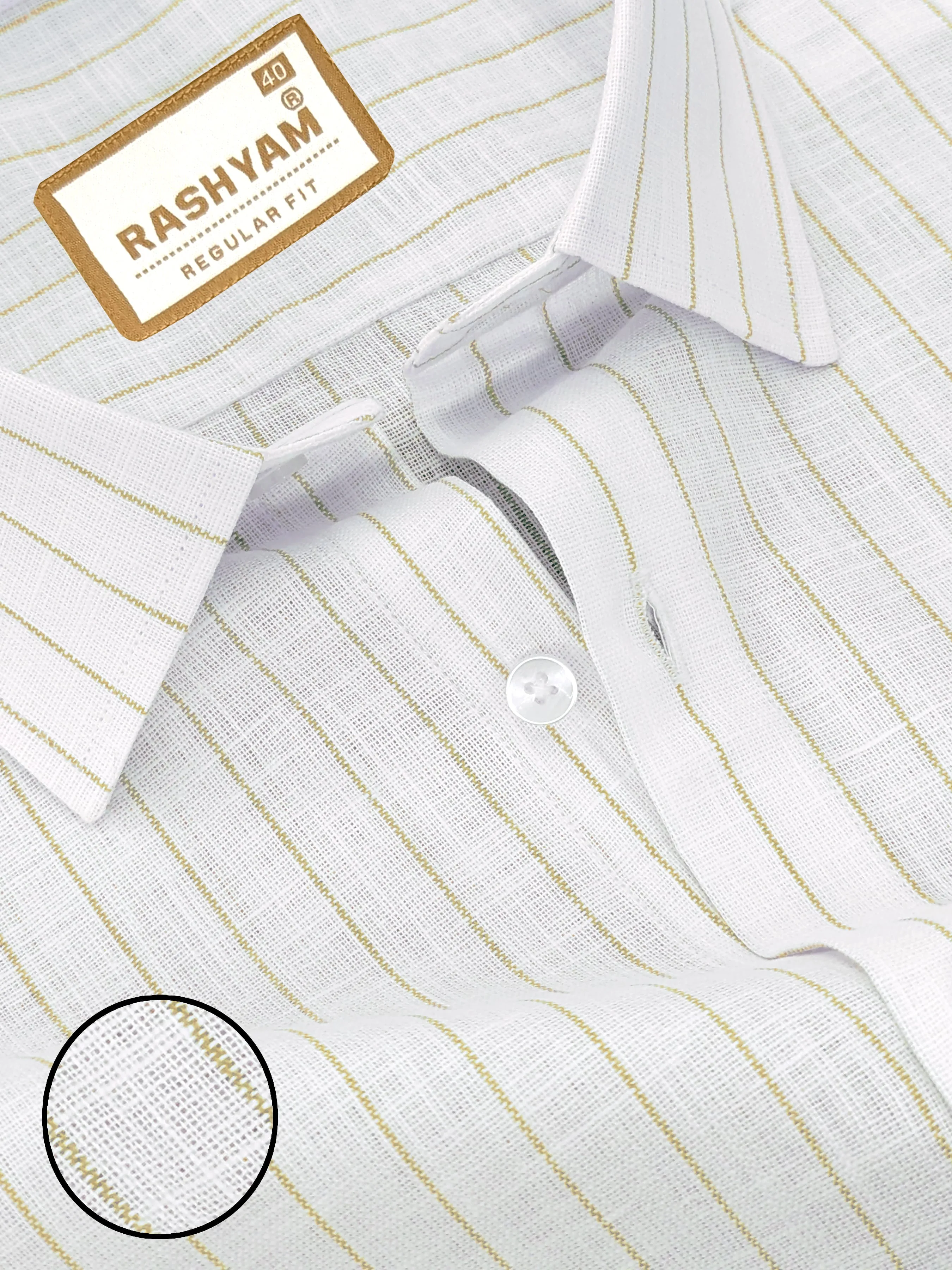 Arezzo Italian Premium Browny Line On White Formal Shirt For Men