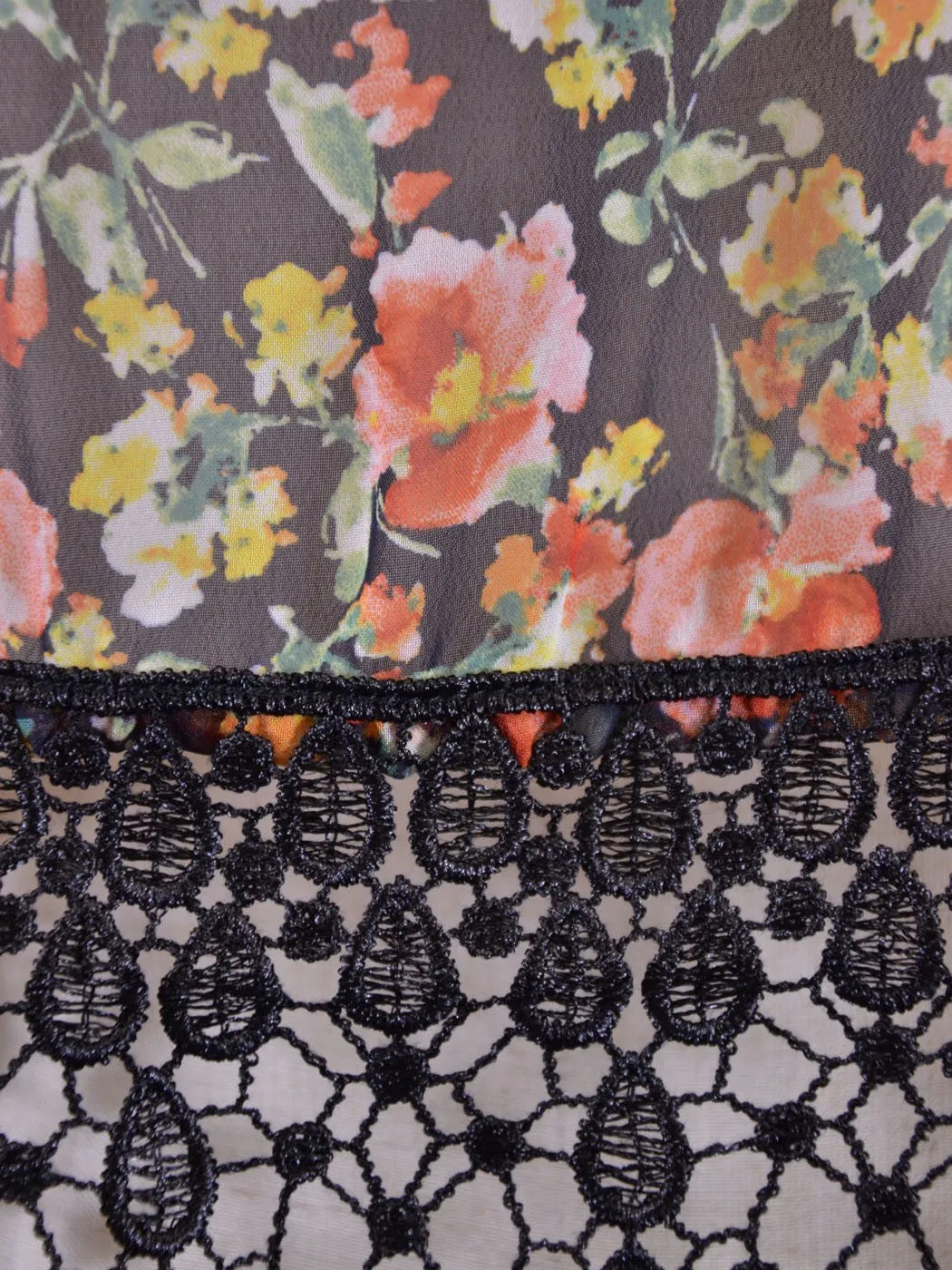 Audrey 3 1 Sweet Admire Garden Floral Chiffon Cropped Top Long Lace Trim