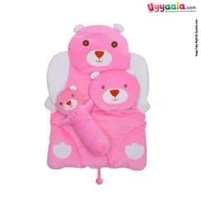 Baby Bedding with Pillows Premium Velvet Bear Model 0 to 24m - Pink