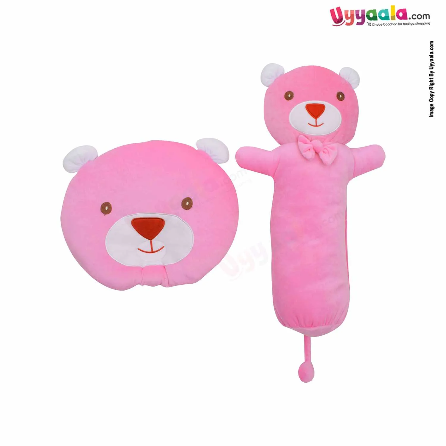 Baby Bedding with Pillows Premium Velvet Bear Model 0 to 24m - Pink