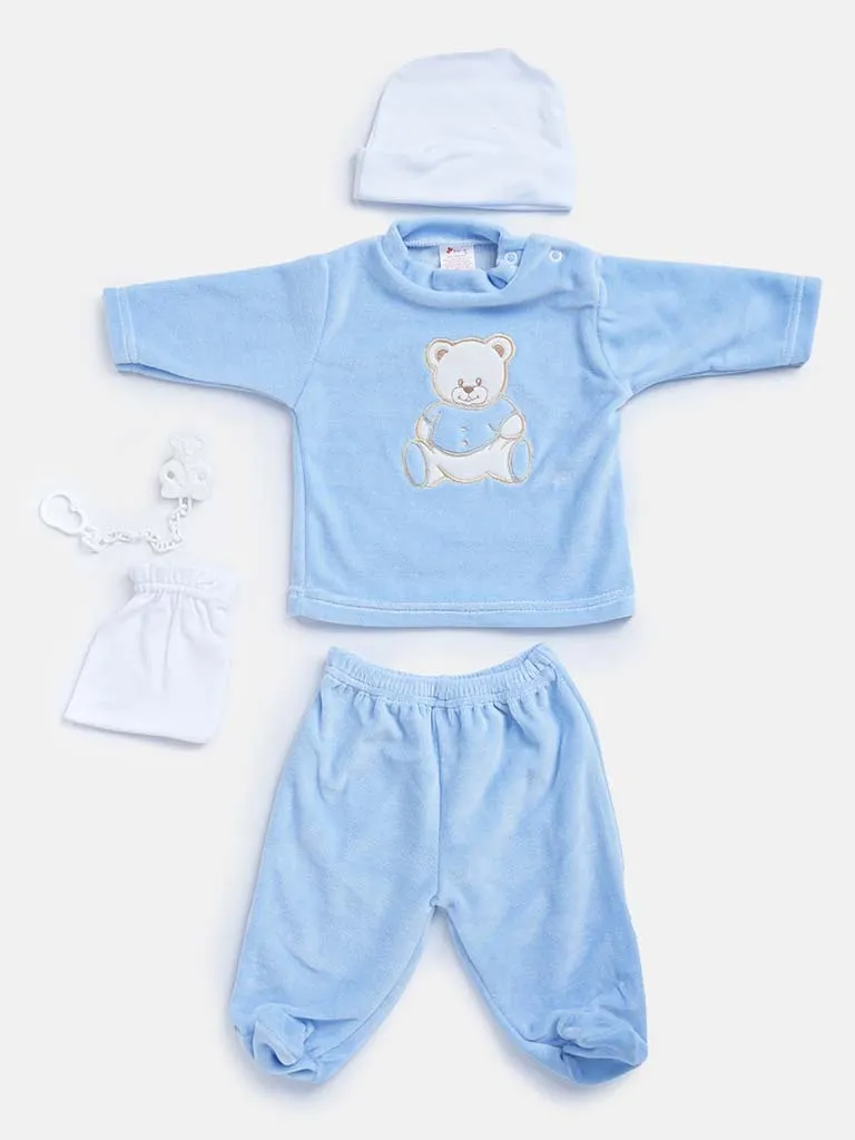 Baby Boy 5-piece Teddy Gift Box Set - Baby Blue