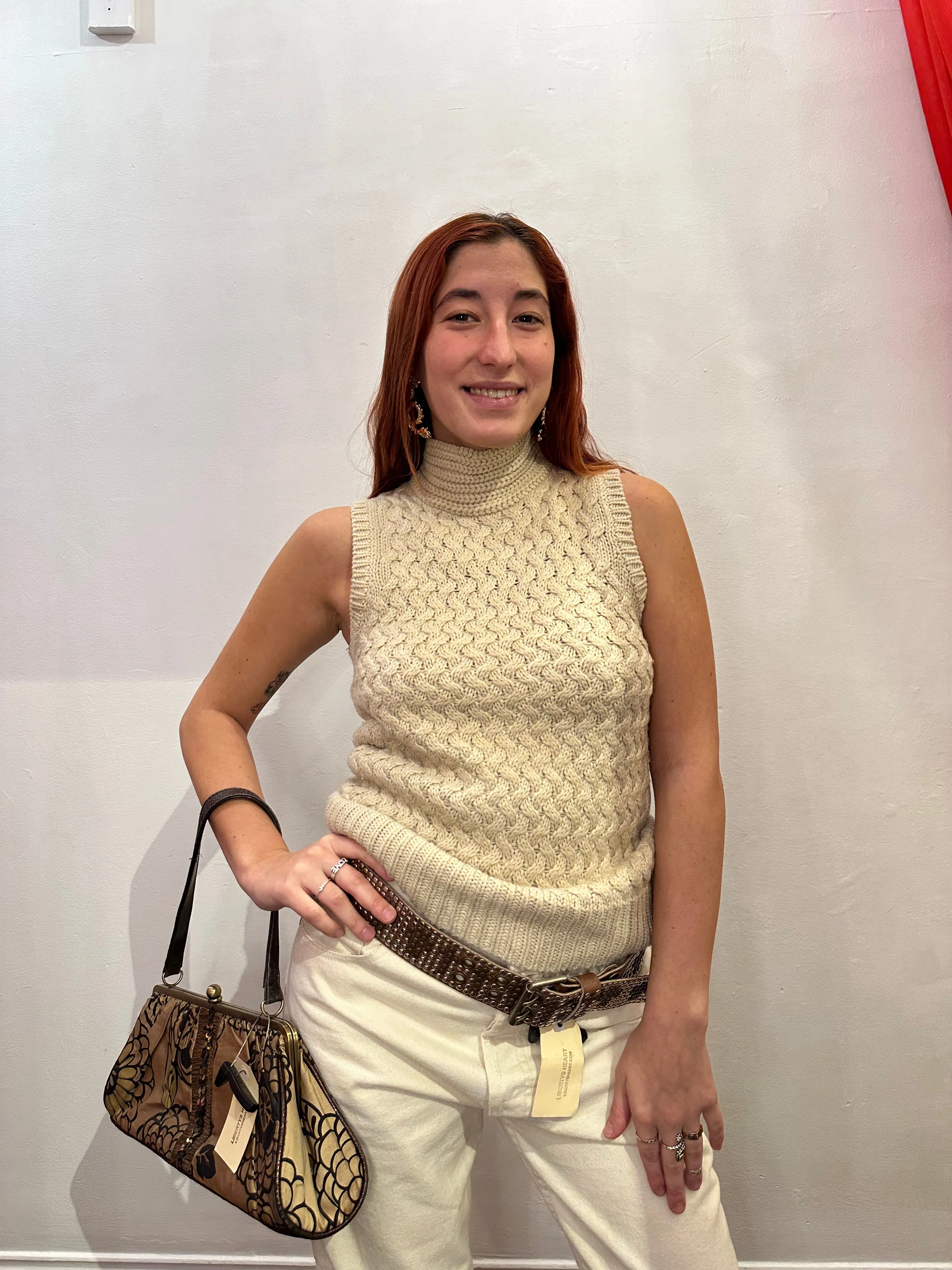 Beige Cable Knit Vest