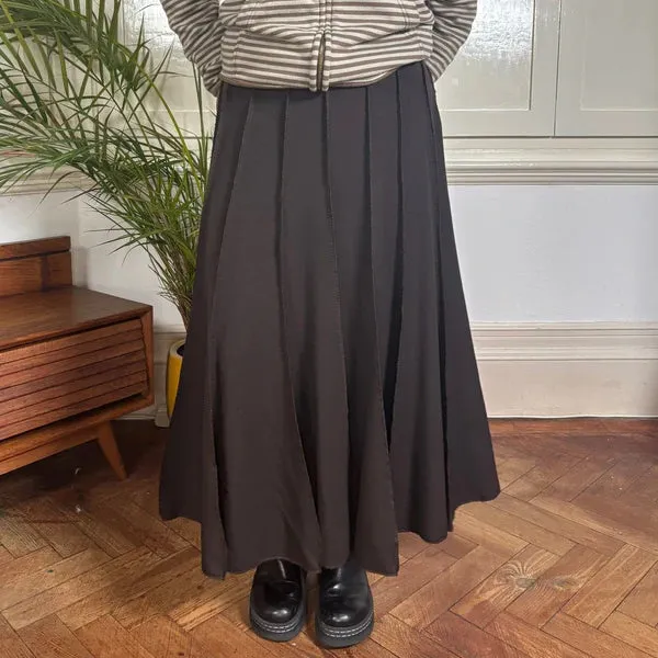Bernadi Maxi Skirt - 30W UK 10 Brown Wool Blend