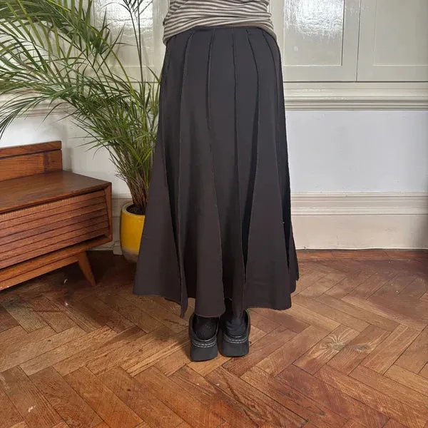 Bernadi Maxi Skirt - 30W UK 10 Brown Wool Blend