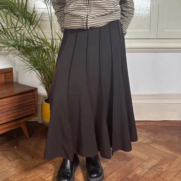 Bernadi Maxi Skirt - 30W UK 10 Brown Wool Blend