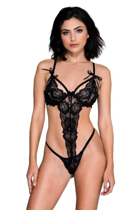 Black Lace Teddy with Hand Cuffs