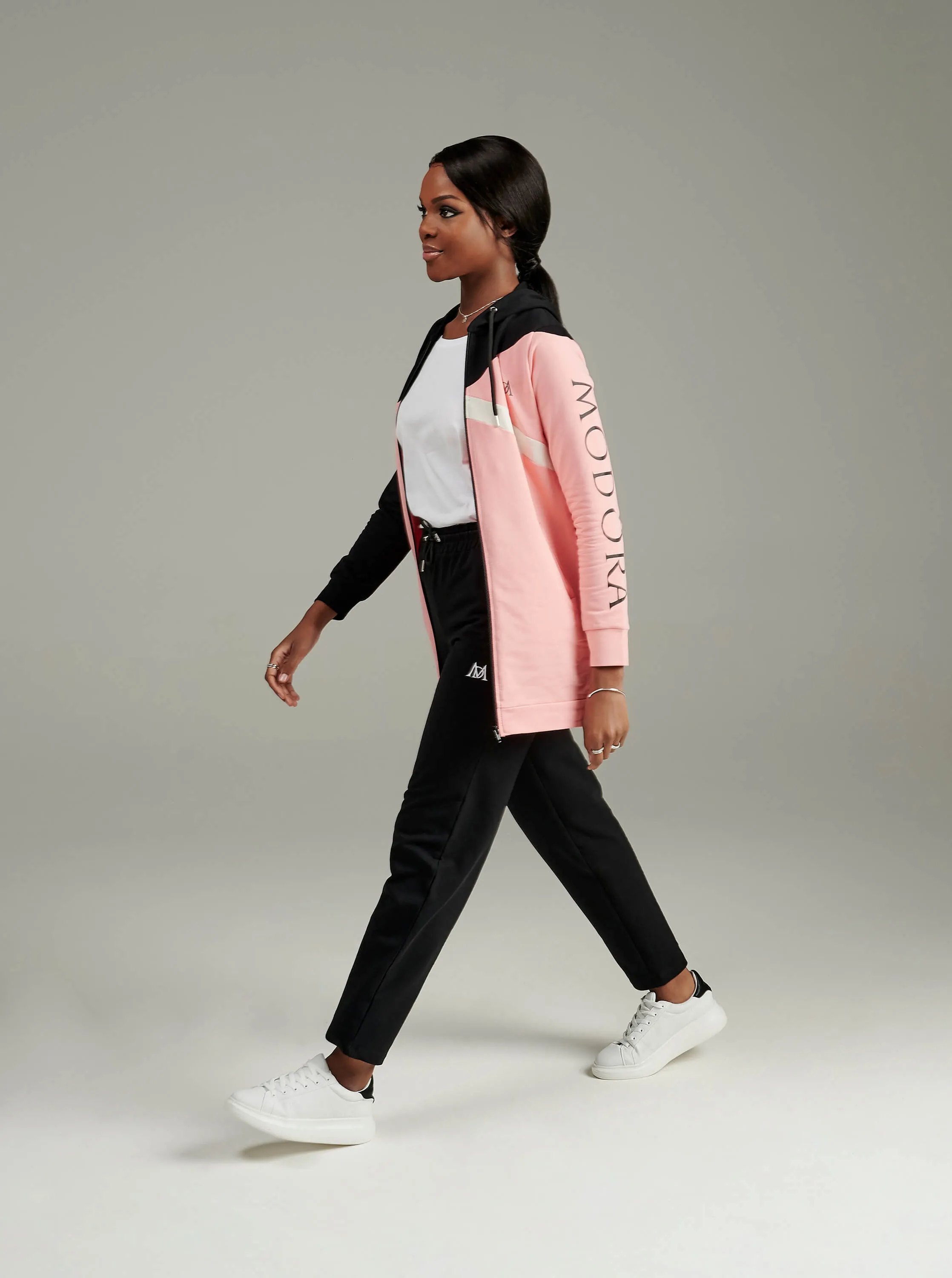 Black Pink Colour Block Tracktop