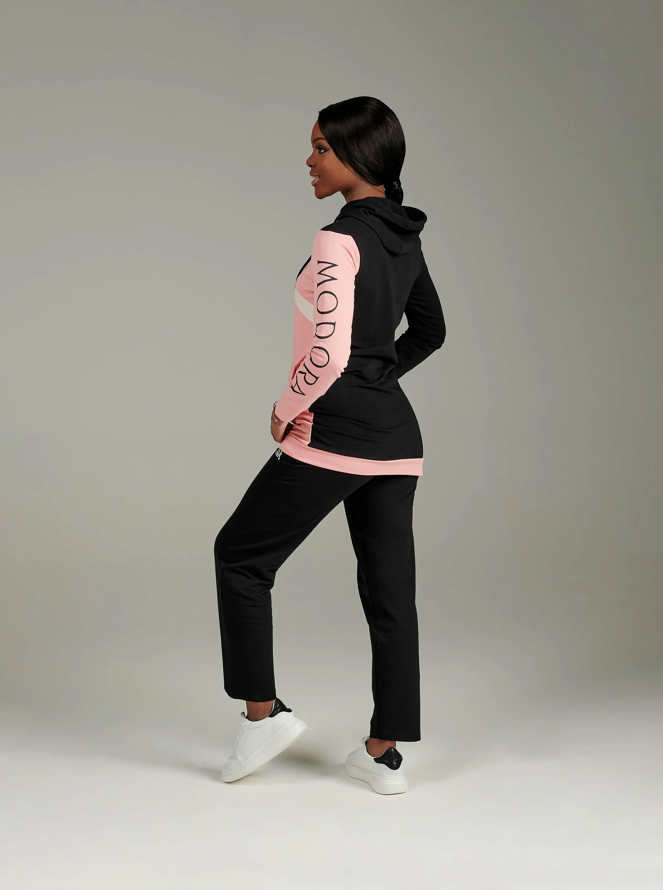 Black Pink Colour Block Tracktop