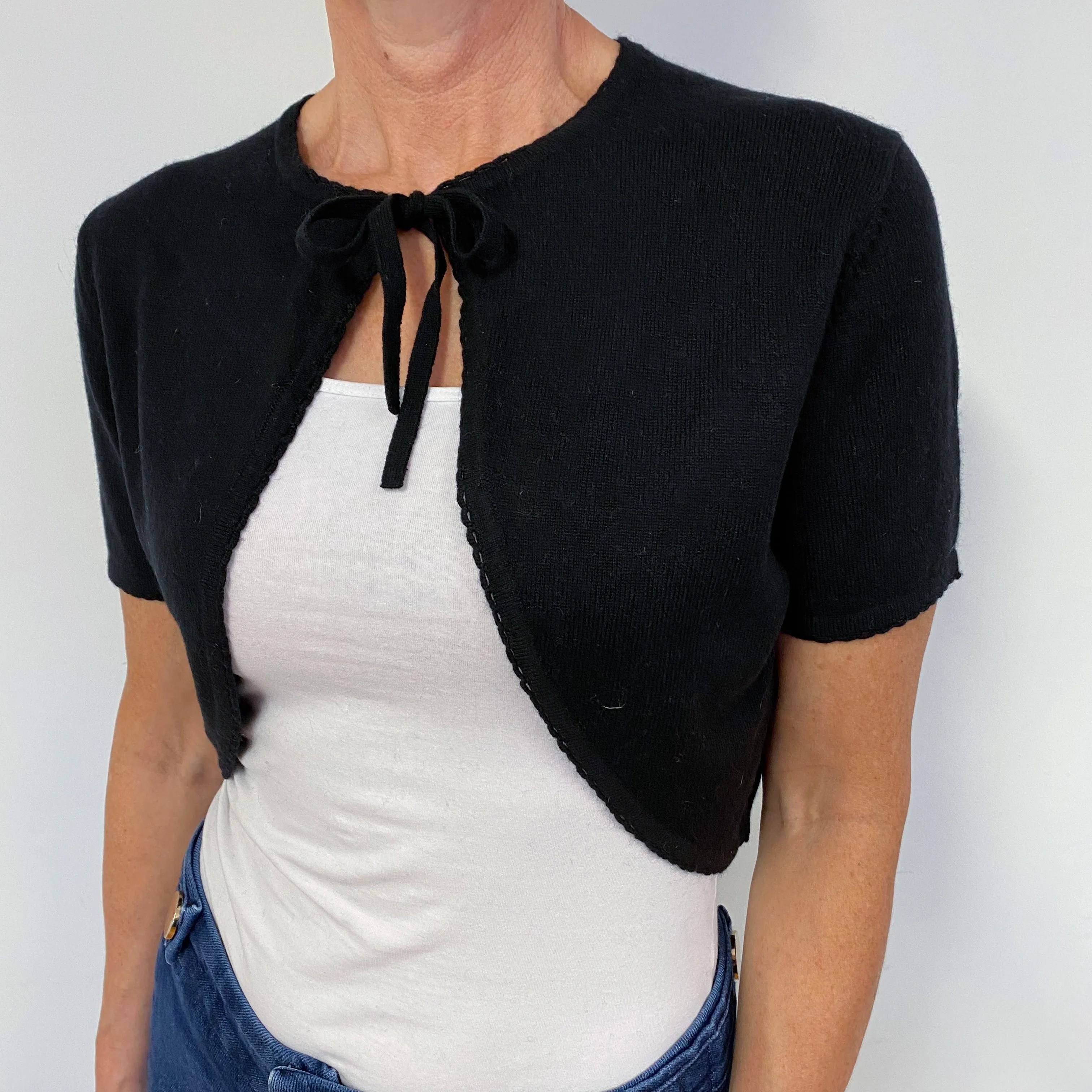 Black Short Sleeved Cashmere Bolero Cardigan