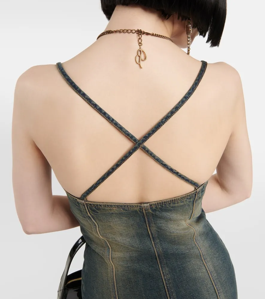Blumarine Embellished denim gown