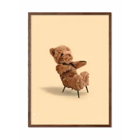Brainchild Teddy Bear Classic Poster, Frame Made Of Dark Wood 50x70 Cm, Sand Colored Background
