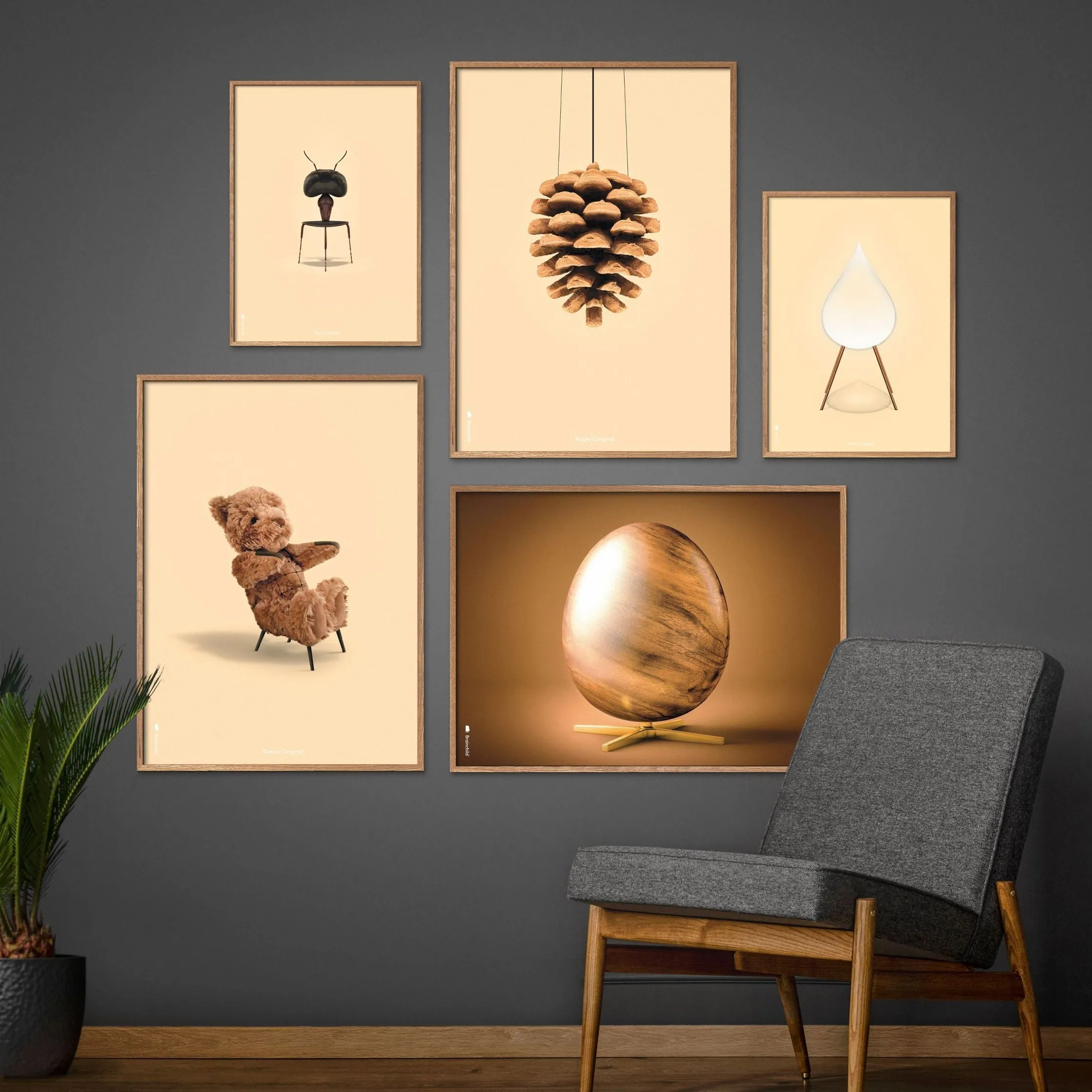 Brainchild Teddy Bear Classic Poster Without Frame A5, Sand Colored Background