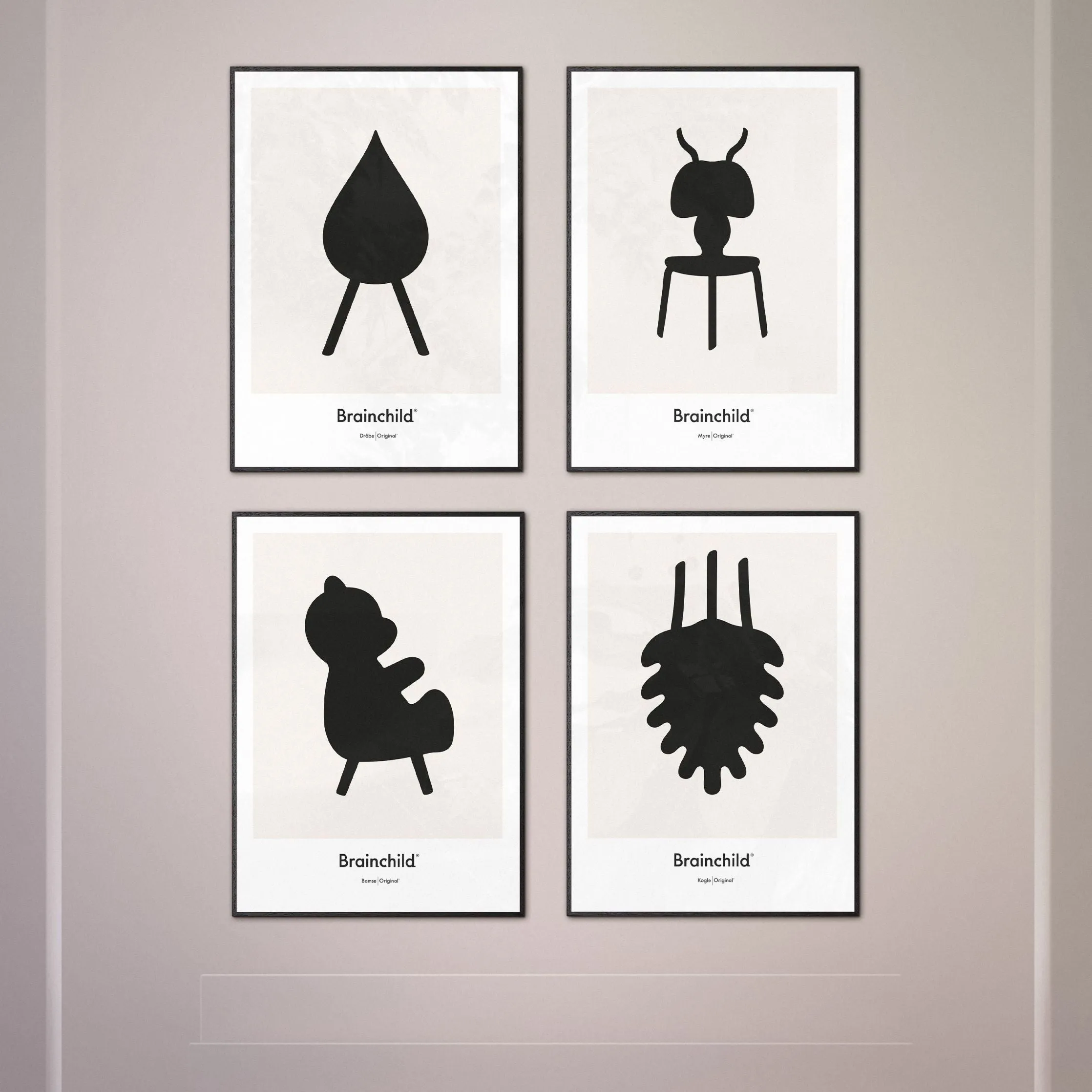 Brainchild Teddy Bear Design Icon Poster Without Frame 30 X40 Cm, Grey