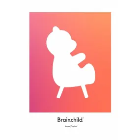 Brainchild Teddy Bear Design Icon Poster Without Frame 30 X40 Cm, Orange