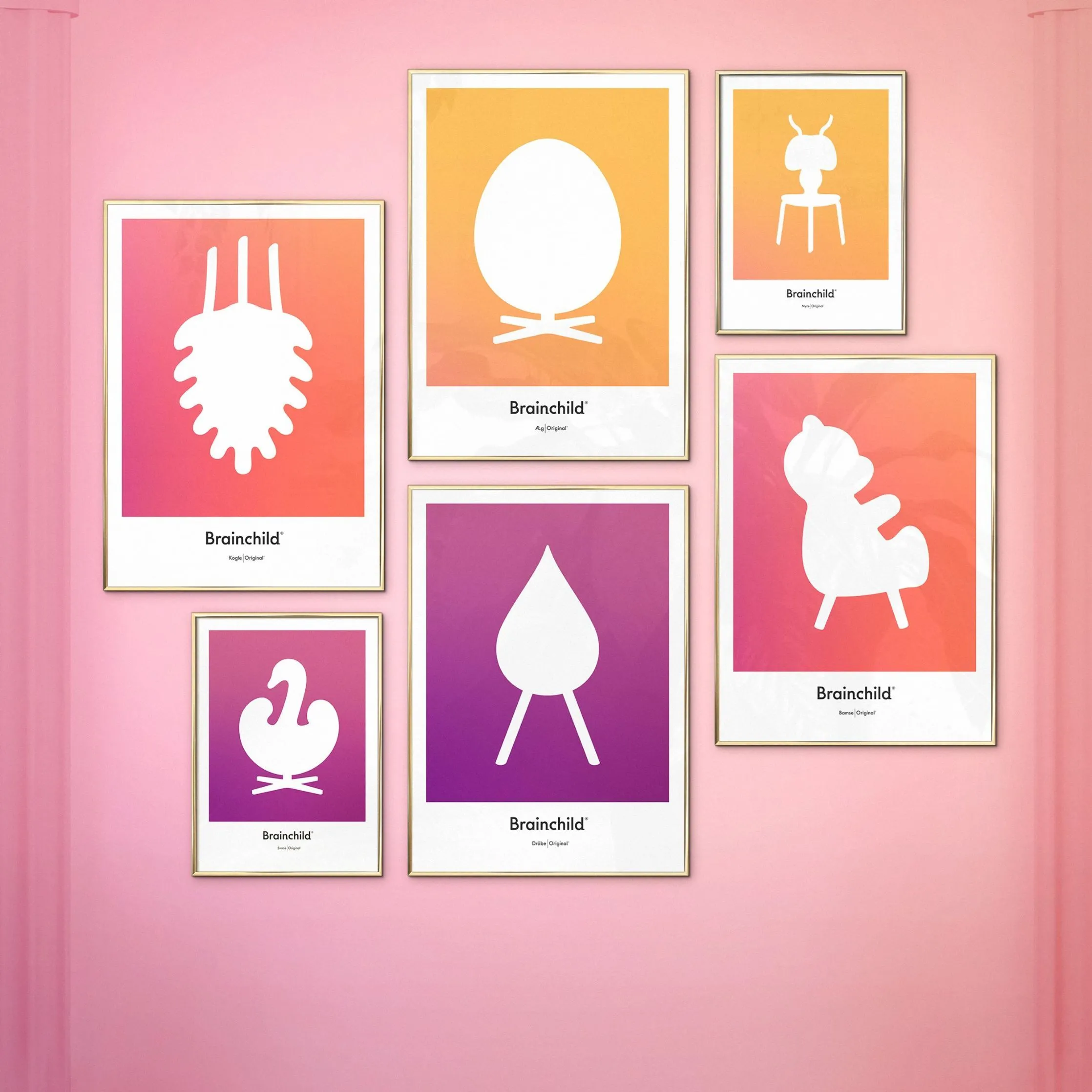 Brainchild Teddy Bear Design Icon Poster Without Frame 30 X40 Cm, Orange