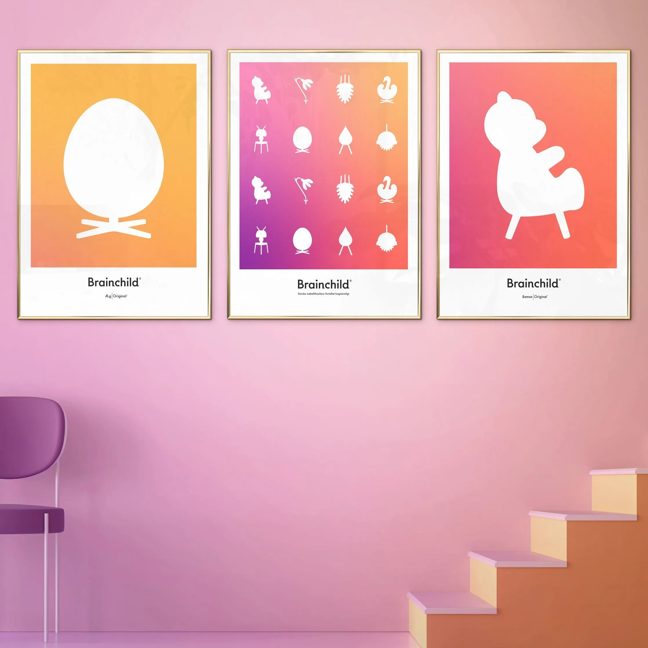 Brainchild Teddy Bear Design Icon Poster Without Frame 30 X40 Cm, Orange