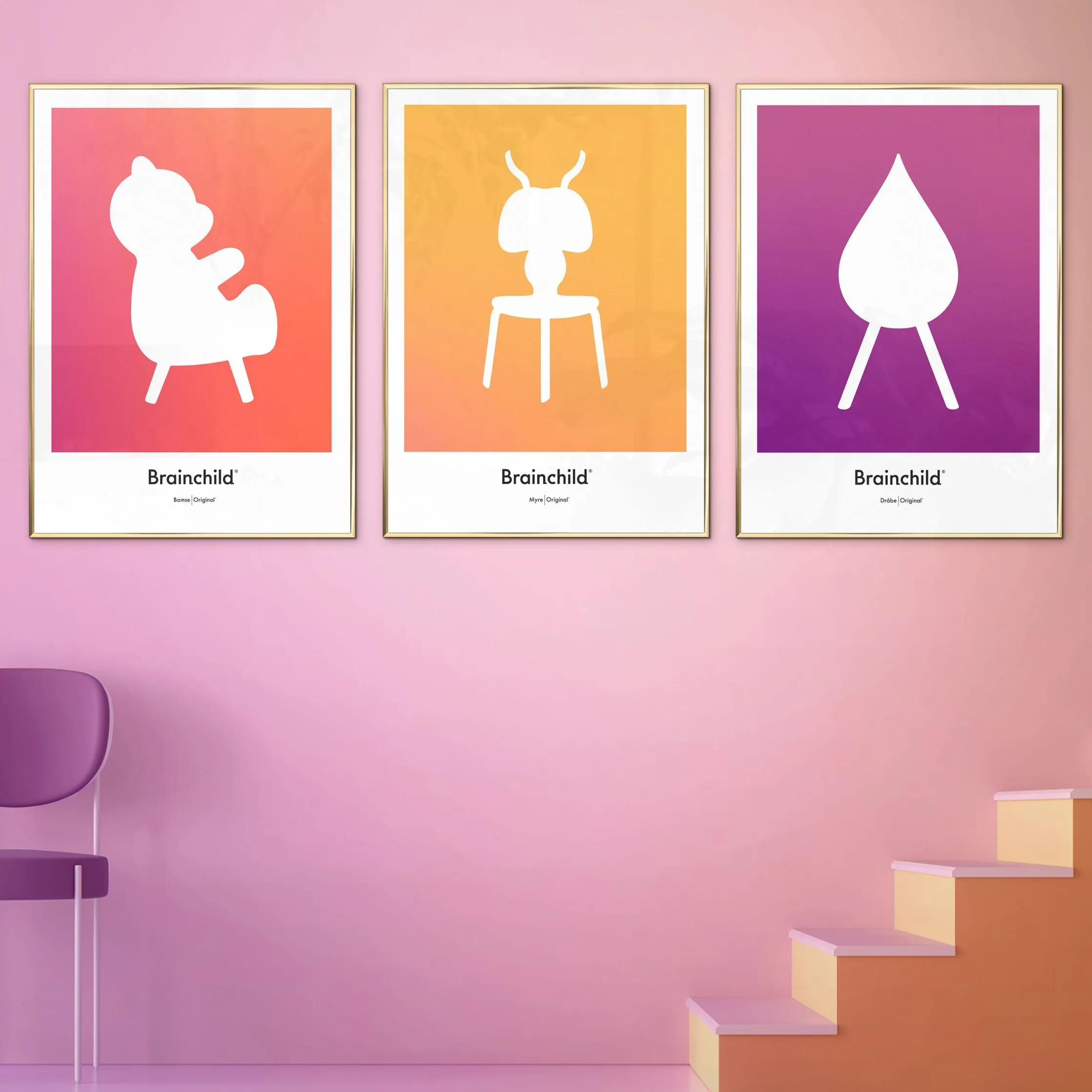 Brainchild Teddy Bear Design Icon Poster Without Frame 30 X40 Cm, Orange