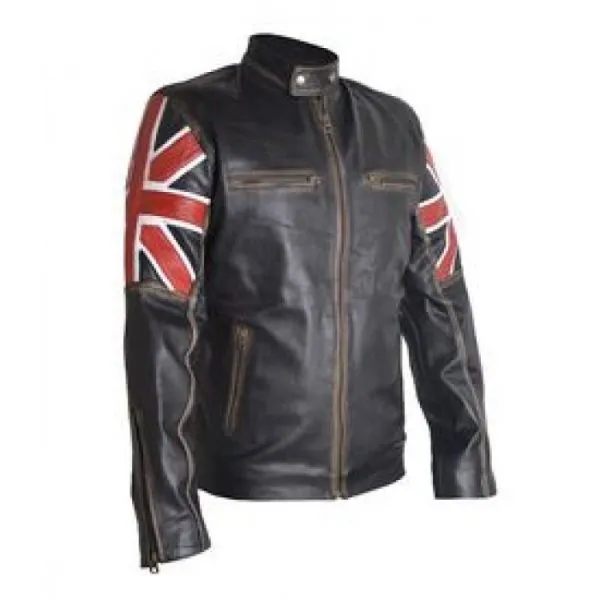 Cafe Racer UK Flag Leather Jacket