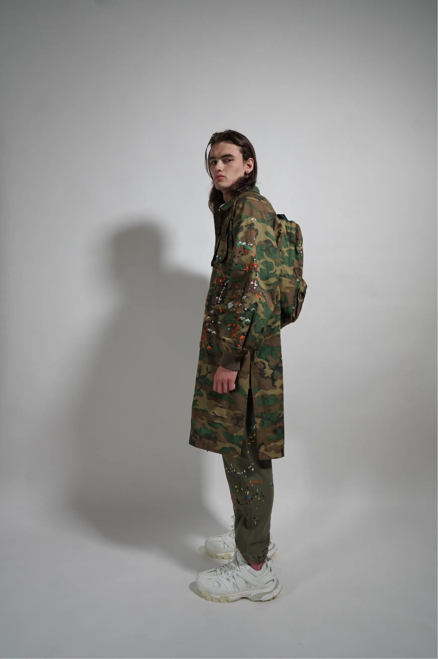 CAMO BACKPACK LONG COAT