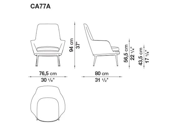 Caratos - Armchair with High Back 76.5cm (CA77A)