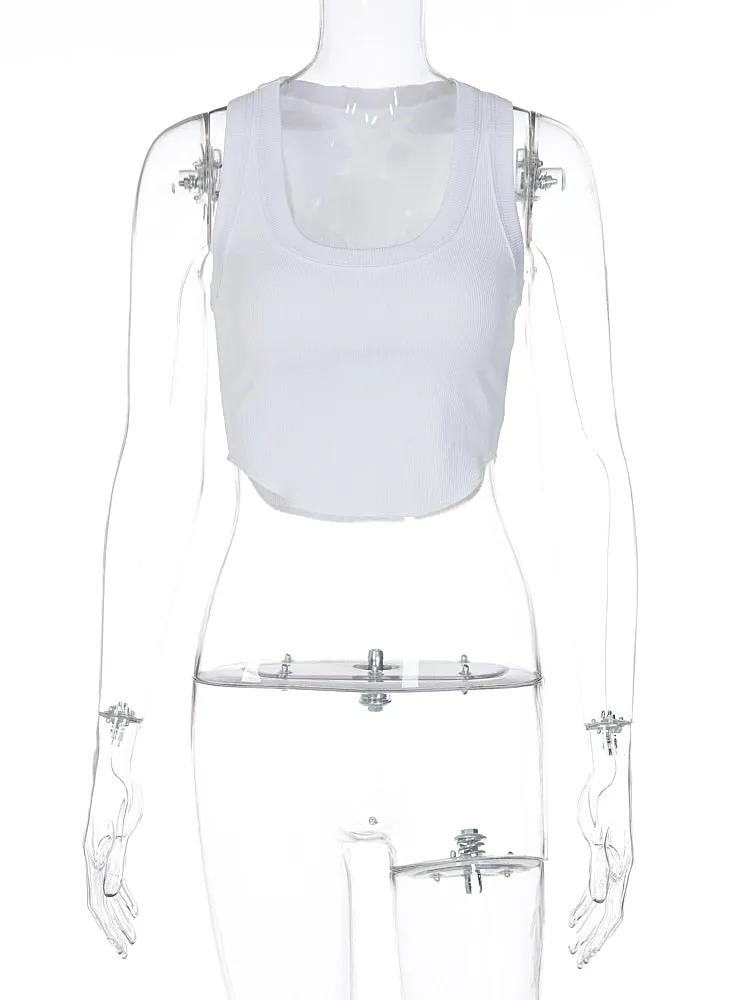 Casual White  Plain  Crop Tee Shirt