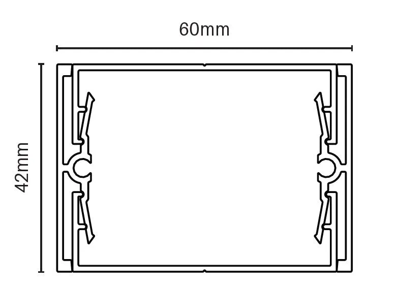 Centre support rail 60mm x 42mm NIL SPACING 5800MM LONG