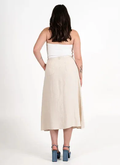 C'est Moi Women's Linen Blend Maxi Skirt - Natural