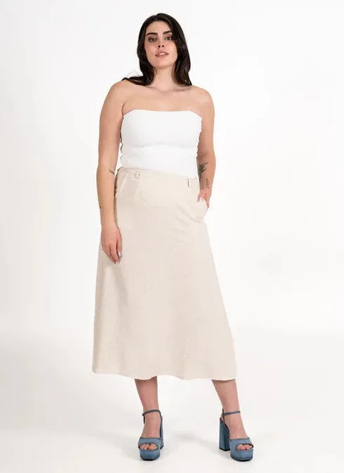 C'est Moi Women's Linen Blend Maxi Skirt - Natural