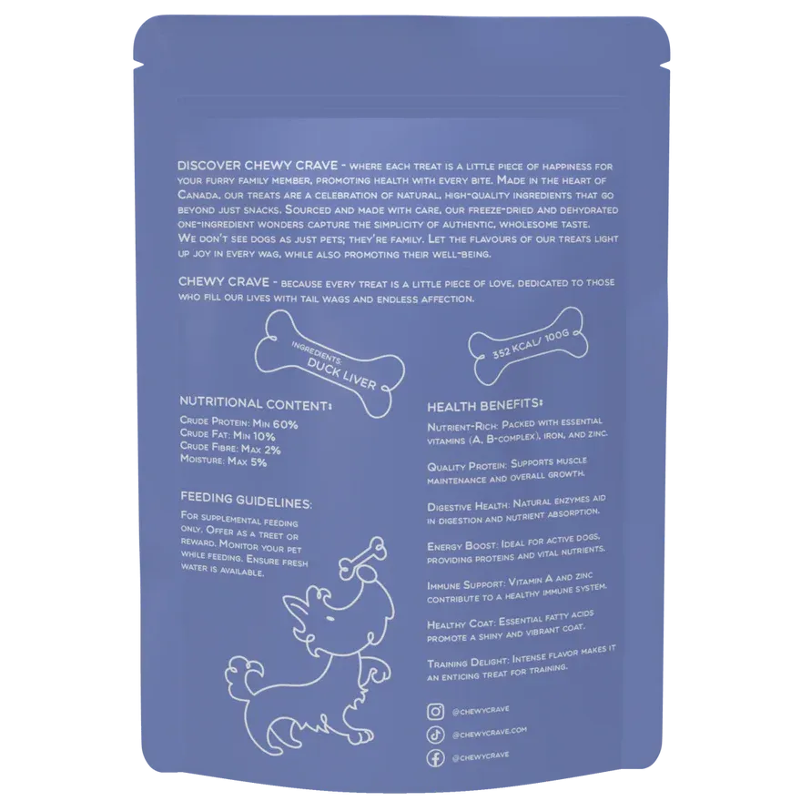 Chewy Crave - Freeze Dried - Duck Liver Cubes
