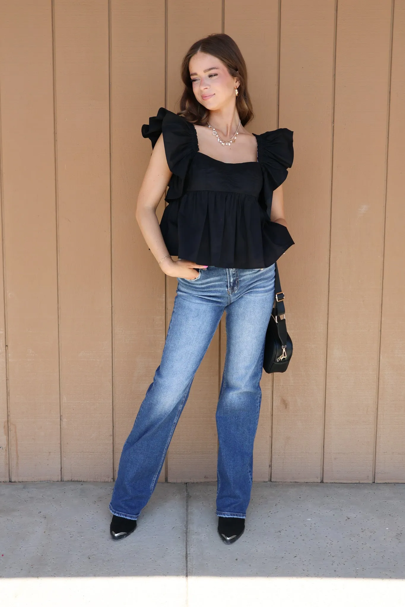 Coastline Stroll Top in Black