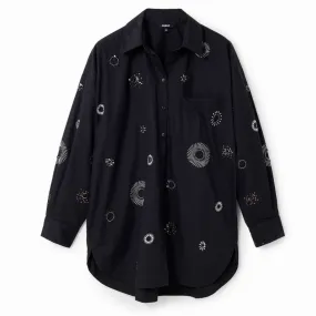 Cotton Oversized Embroidered Shirt