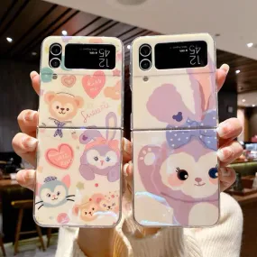 Cute Cartoon Samsung Galaxy Z Flip 3 4 W23 Filp Blu Ray Teddy Bear Phone Case