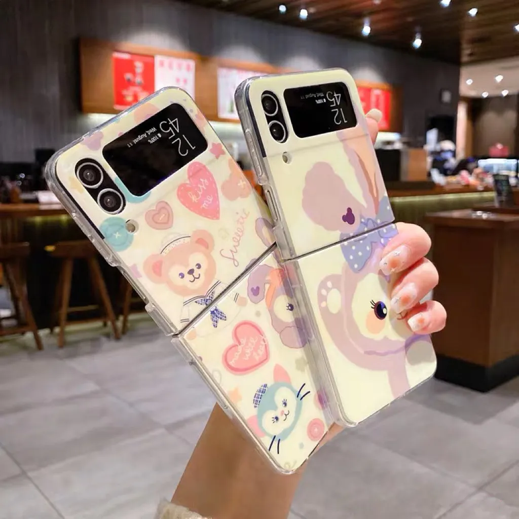 Cute Cartoon Samsung Galaxy Z Flip 3 4 W23 Filp Blu Ray Teddy Bear Phone Case