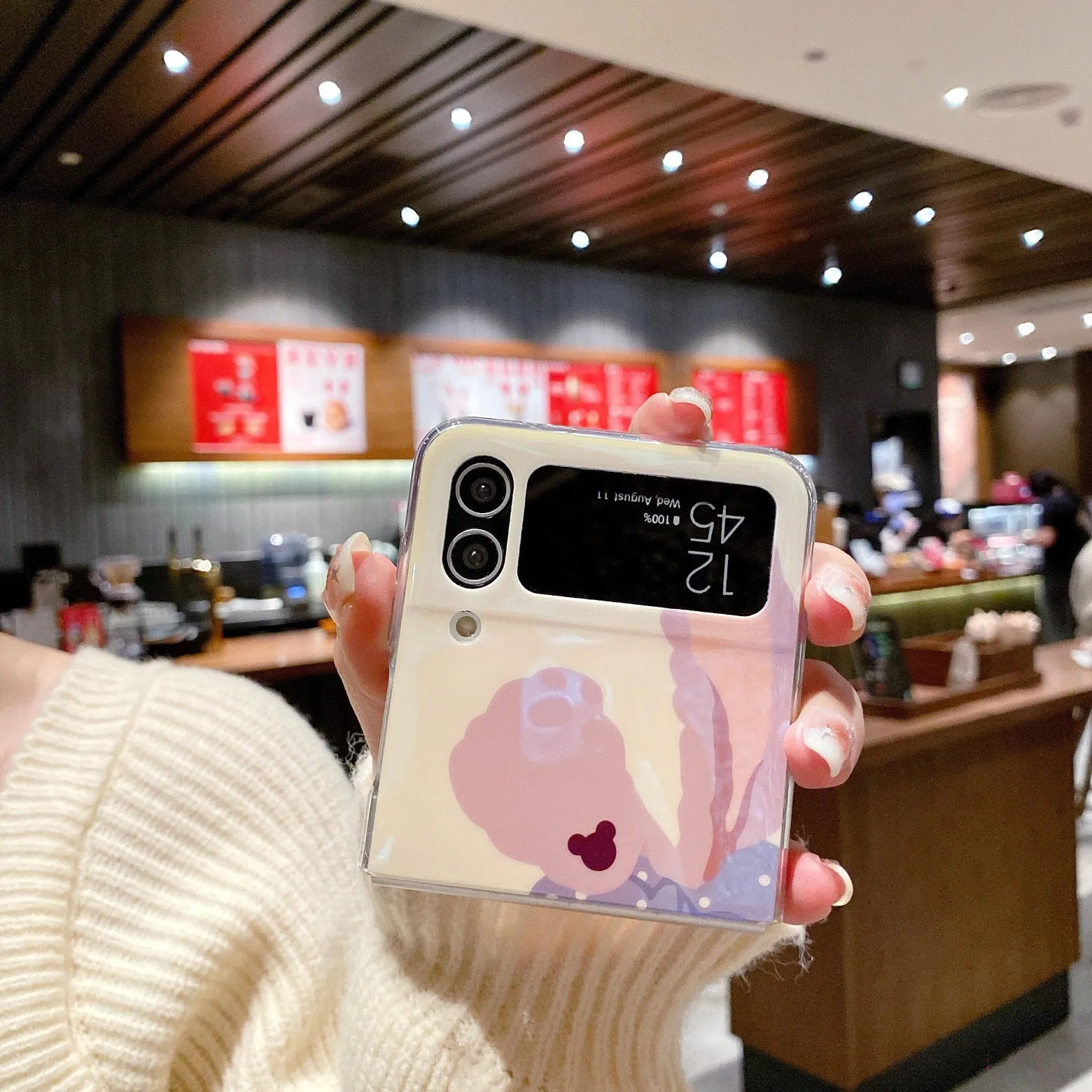 Cute Cartoon Samsung Galaxy Z Flip 3 4 W23 Filp Blu Ray Teddy Bear Phone Case